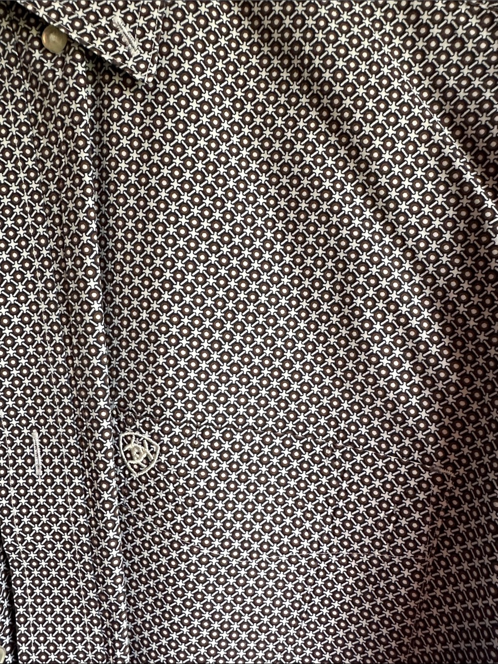 XL Ariat Men's Navy Geo-Print Button-Up Shirt - Picture 3 of 3